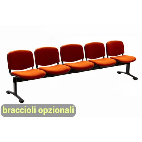 Panca 5 posti attesa Unisit Dado D55P – rivestimento Eco arancione D55P/EA