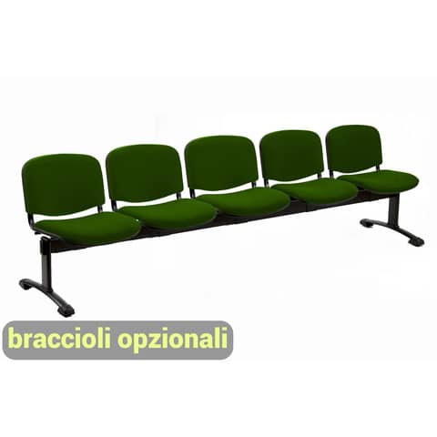 Panca 5 posti attesa Unisit Dado D55P – rivestimento Eco verde D55P/EV