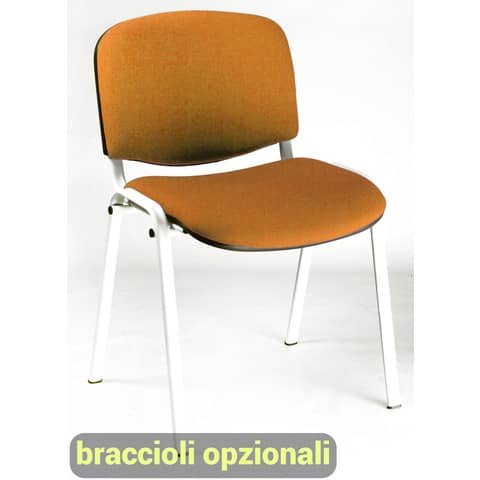 Sedia visitatore 4 gambe Unisit Dado D5B acciaio bianco – rivestimento eco arancione – conf. 2 pezzi – D5B/2/EA