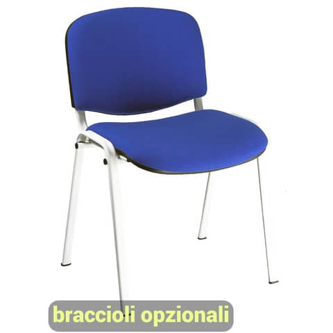 Sedia visitatore 4 gambe Unisit Dado D5B acciaio bianco – rivestimento eco blu – Conf. 2 pezzi – D5B/2/EB