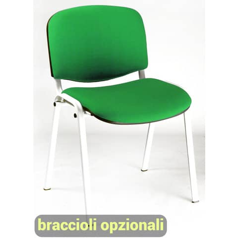 Sedia visitatore 4 gambe Unisit Dado D5B acciaio bianco – rivestimento eco verde – Conf. 2 pezzi – D5B/2/EV