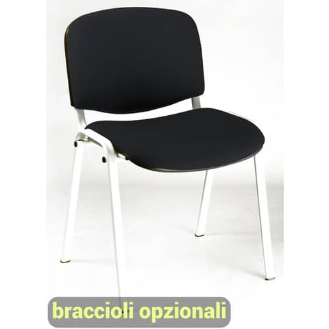 Sedia visitatore 4 gambe Unisit Dado D5B acciaio bianco – rivestimento ignifugo nero – Conf. 2 pezzi – D5B/2/IN
