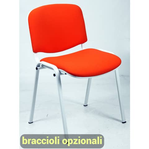 Sedia visitatore 4 gambe Unisit Dado D5B acciaio bianco – rivestimento ignifugo rosso – Conf. 2 pezzi – D5B/2/IR