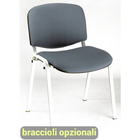 Sedia visitatore 4 gambe Unisit Dado D5B acciaio bianco – rivestimento ignifugo grigio scuro – Conf. 2 pezzi – D5B/2/IT
