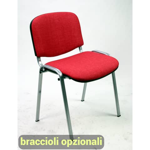Sedia visitatore 4 gambe Unisit Dado D5C acciaio cromato – rivestimento eco rosso – Conf. 2 pezzi – D5C/2/ER