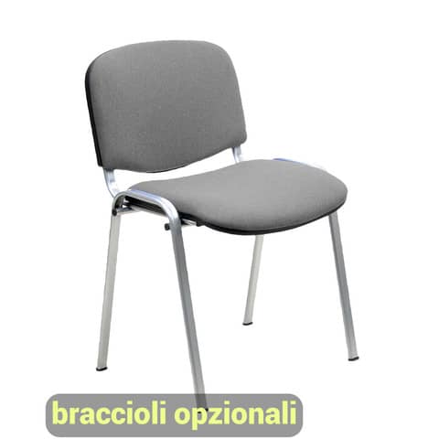 Sedia visitatore 4 gambe Unisit Dado D5C acciaio cromato – rivestimento eco grigio scuro – Conf. 2 pezzi – D5C/2/ET