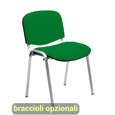 Sedia visitatore 4 gambe Unisit Dado D5C acciaio cromato – rivestimento eco verde – Conf. 2 pezzi – D5C/2/EV