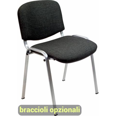 Sedia visitatore 4 gambe Unisit Dado D5C acciaio cromato – rivestimento ignifugo nero – Conf. 2 pezzi – D5C/2/IN