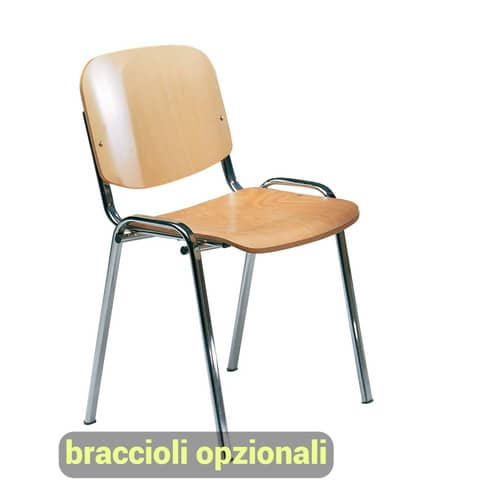 Sedia visitatore a 4 gambe Unisit Dado D5L in legno – struttura in acciaio conf. 2 pezzi – D5CL/2