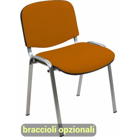 Sedia visitatore 4 gambe Unisit Dado D5G acciaio grigio – rivestimento eco arancione – Conf. 2 pezzi – D5G/2/EA