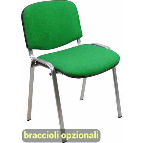 Sedia visitatore 4 gambe Unisit Dado D5G acciaio grigio – rivestimento eco verde – Conf. 2 pezzi – D5G/2/EV