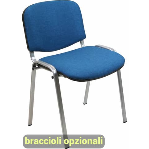 Sedia visitatore 4 gambe Unisit Dado D5G acciaio grigio – rivestimento fili di luce blu – Conf. 2 pezzi – D5G/2/F11