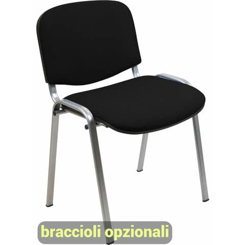 Sedia visitatore 4 gambe Unisit Dado D5G acciaio grigio – rivestimento ignifugo nero – Conf. 2 pezzi – D5G/2/IN