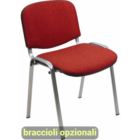 Sedia visitatore 4 gambe Unisit Dado D5G acciaio grigio – rivestimento ignifugo rosso – Conf. 2 pezzi – D5G/2/IR