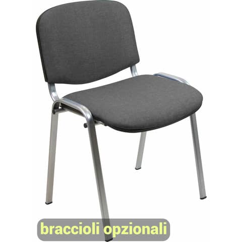 Sedia visitatore 4 gambe Unisit Dado D5G acciaio grigio – rivestimento ignifugo grigio scuro – Conf. 2 pezzi – D5G/2/IT