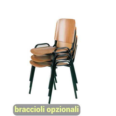 Sedia visitatore a 4 gambe Unisit Dado D5L in legno – struttura acciaio nero – conf. 2 pezzi – D5L/2