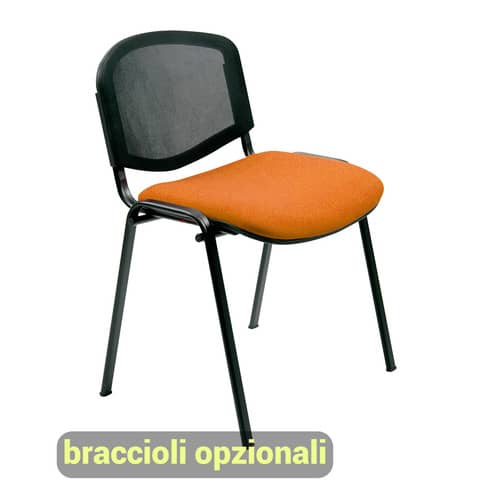 Sedia visitatore 4 gambe Unisit Dado D5N schienale in rete – rivestimento eco arancione – Conf. 2 pezzi – D5N/2/EA