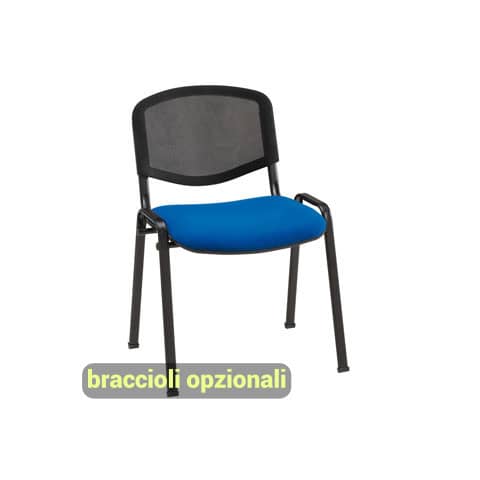 Sedia visitatore 4 gambe Unisit Dado D5N schienale in rete – rivestimento ignifugo blu – Conf. 2 pezzi – D5N/2/IB