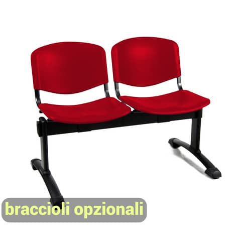 Panca 2 posti attesa Unisit Dado D5P2P – PPL rosso D5P2P/RO