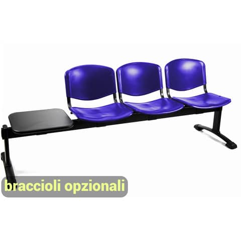 Panca 3 posti attesa Unisit Dado D5P3PT con tavolino – PPL blu D5P3PT/BL