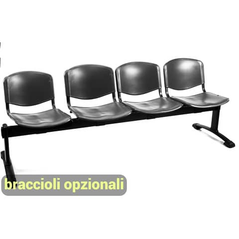 Panca 4 posti attesa Unisit Dado D5P4P – PPL nero D5P4P/NE