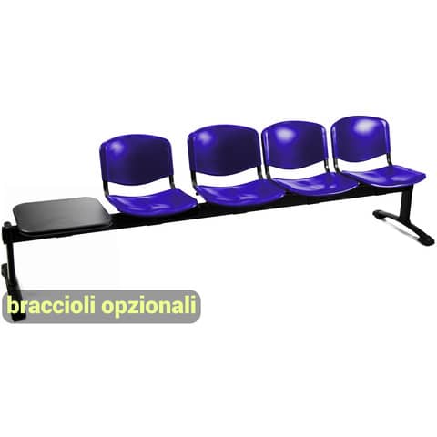 Panca 4 posti attesa Unisit Dado D5P4PT con tavolino – PPL blu D5P4PT/BL