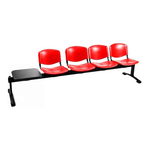 Panca 4 posti attesa Unisit Dado D5P4PT con tavolino – PPL rosso D5P4PT/RO