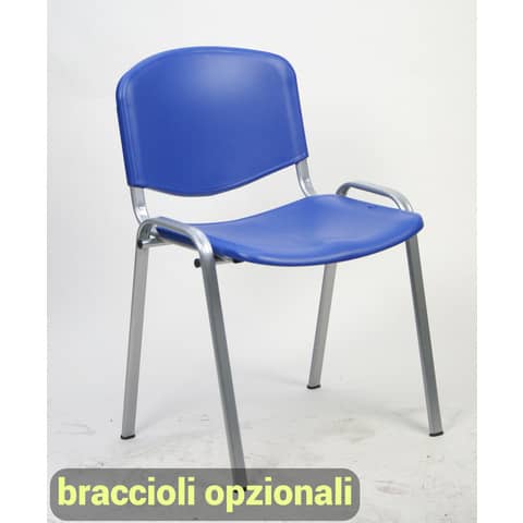 Sedia visitatore a 4 gambe Unisit Dado D5PC – struttura cromo – PPL blu – conf. 2 pezzi – D5PC/2/BL