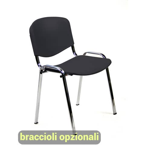 Sedia visitatore a 4 gambe Unisit Dado D5PC – struttura cromo – PPL nero – conf. 2 pezzi – D5PC/2/NE