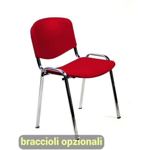 Sedia visitatore a 4 gambe Unisit Dado D5PC – struttura cromo – PPL rosso – conf. 2 pezzi – D5PC/2/RO