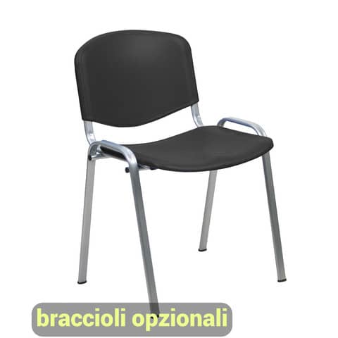 Sedia visitatore a 4 gambe Unisit Dado D5PG – struttura grigia – PPL nero – conf. 2 pezzi – D5PG/2/NE