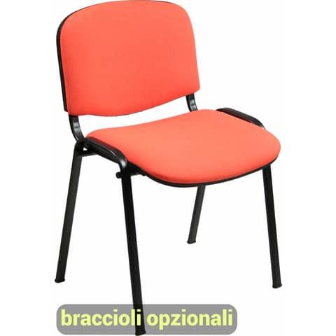 Sedia visitatore 4 gambe Unisit Dado D5S acciaio nero – rivestimento Eco – arancione – Conf. 4 pezzi – D5S/4/EA
