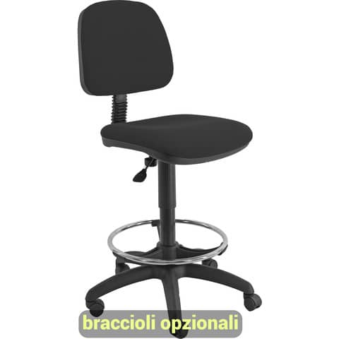 Sgabello tecnico Unisit Esos EOE4S seduta alta – poggiapiedi telescopico – rivestimento ignifugo nero EOE4S/IN