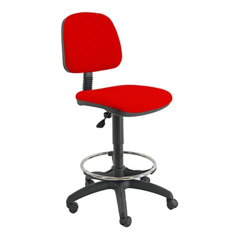 Sgabello tecnico Unisit Esos EOE4S seduta alta – poggiapiedi telescopico – rivestimento ignifugo rosso EOE4S/IR