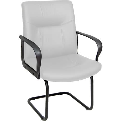 Sedia visitatore direzionale Unisit Eridanus ERV Eco Smart su slitta – rivestimento pelle bianco -ERV/PQ