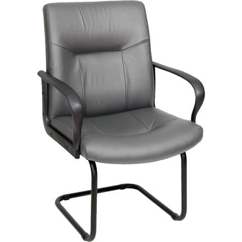 Sedia visitatore direzionale Unisit Eridanus ERV Eco Smart su slitta – rivestimento pelle grigio – ERV/PT