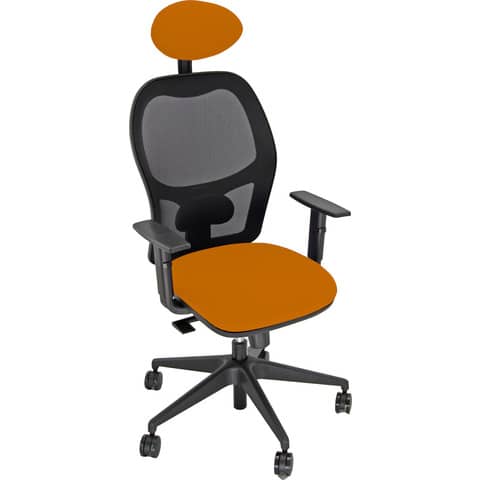 Sedia operativa girevole Unisit Hubble HUHUPG con poggiatesta – rivestimento Eco arancione con braccioli HUHUPG/BR/EA