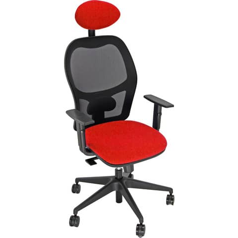 Sedia operativa girevole Unisit Hubble HUHUPG con poggiatesta – rivestimento Eco rosso con braccioli HUHUPG/BR/ER