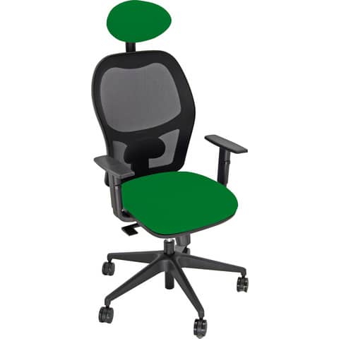 Sedia operativa girevole Unisit Hubble HUHUPG con poggiatesta – rivestimento Eco verde con braccioli HUHUPG/BR/EV