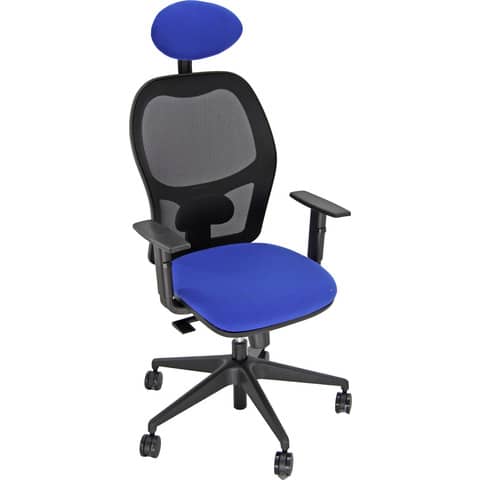 Sedia operativa girevole Unisit Hubble HUHUPG con poggiatesta – rivestimento ignifugo blu con braccioli HUHUPG/BR/IB