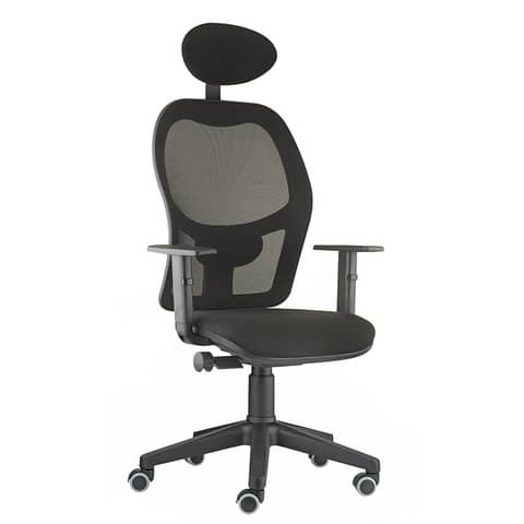 Sedia operativa girevole Unisit Hubble HUHUPG con poggiatesta – rivestimento ecopelle nero + braccioli HUHUPG/BR/KN