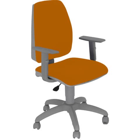 Sedia operativa girevole Unisit Jupiter JUBRG Eco smart – base grigia riv. Eco arancione – con braccioli – JPQG/BRNG/EA