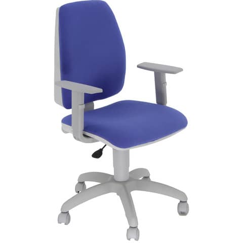 Sedia operativa girevole Unisit Jupiter JUBRG Eco smart – base grigia – riv. blu ignifugo – con braccioli – JPQG/BRNG/IB