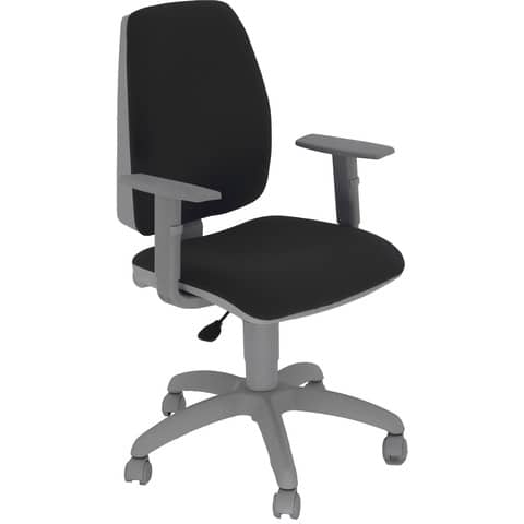 Sedia operativa girevole Unisit Jupiter JUBRG Eco smart – base grigia riv. nero ignifugo – con braccioli – JPQG/BRNG/IN