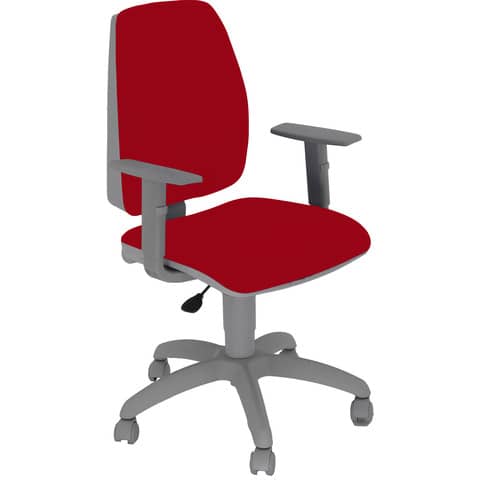 Sedia operativa girevole Unisit Jupiter JUBRG EcoSmart base grigia – riv. rosso ignifugo – con braccioli – JPQG/BRNG/IR