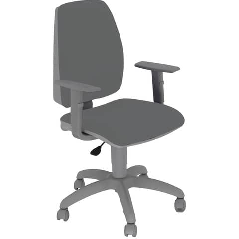 Sedia operativa girevole Unisit Jupiter JUBRG EcoSmart base grigia – riv. grigio ignifugo – con braccioli – JPQG/BRNG/IT