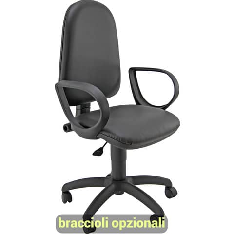 Sedia operativa girevole Unisit Jupiter JUSB/SB Eco smart rivest. ecopelle nero – JBL/KN