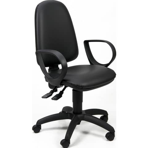 Sedia operativa girevole Unisit Jupiter JUYG Eco smart rivestimento ecopelle nero – con braccioli – JPLY/BR/KN