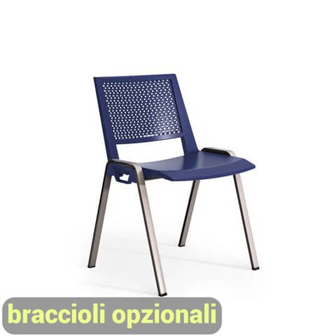 Sedia visitatore a 4 gambe Unisit Kentra KEV base nera schienale traspirante PPL blu – KEV/BL