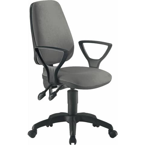 Sedia operativa girevole Unisit Leda LDAY Eco smart – schienale alto rivest. ignifugo grigio con braccioli LDAY/BR/IT